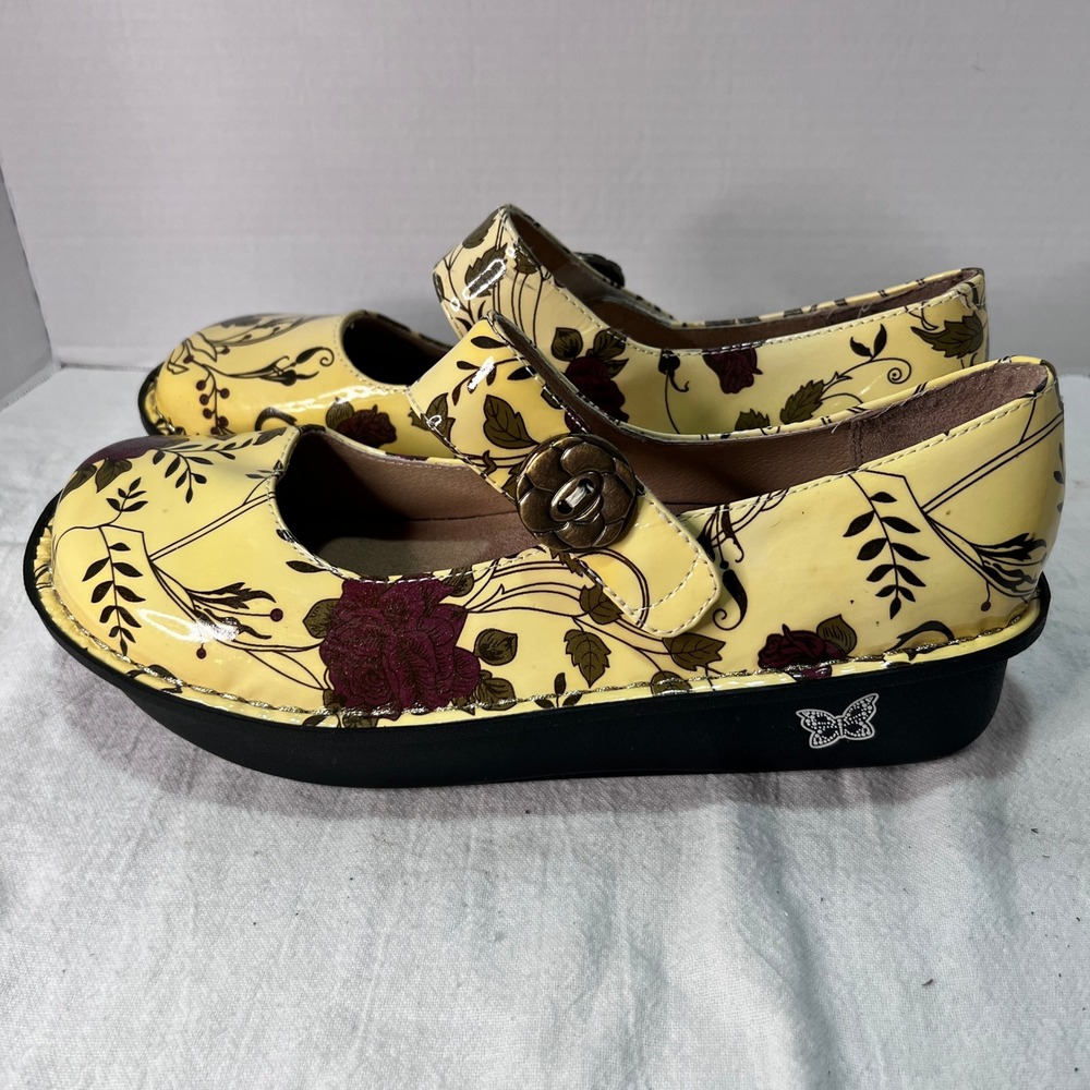 Alegria Paloma Yellow Red White Rose PAL-514 Mary Jane Clog Shoe Women's 10.5 - Picture 2 of 9